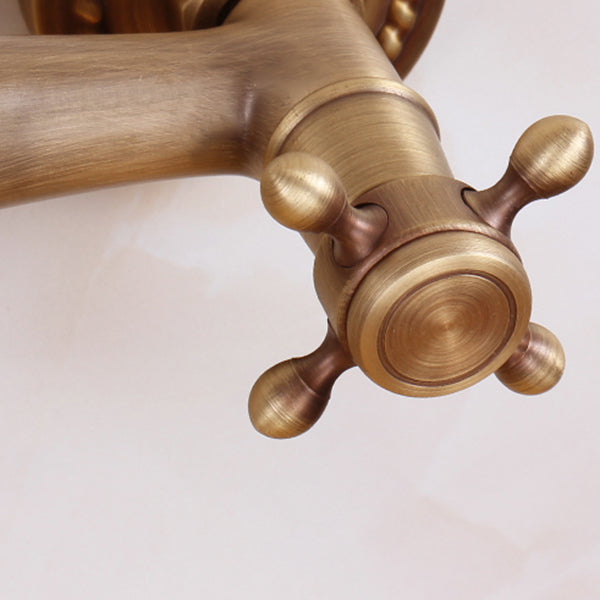 BowLift | Traditional Wall-Mounted Metal Bathtub Filler Double Handles Waterfall Bathtub Faucet Trim