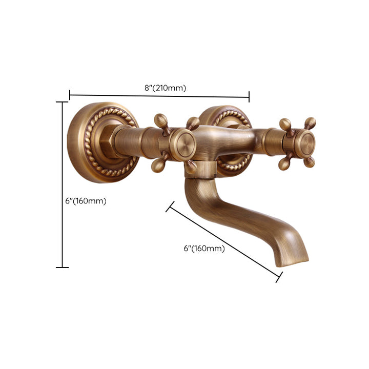 BowLift | Traditional Wall-Mounted Metal Bathtub Filler Double Handles Waterfall Bathtub Faucet Trim