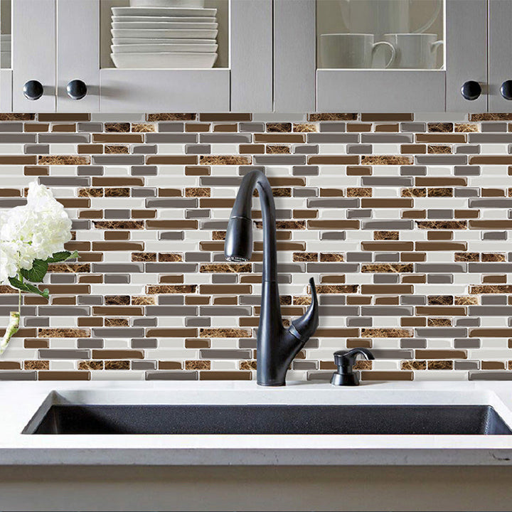 BowLift | PVC Peel & Stick Tile Subway Rectangle Stain Resistant Peel & Stick Tile for the Kitchen