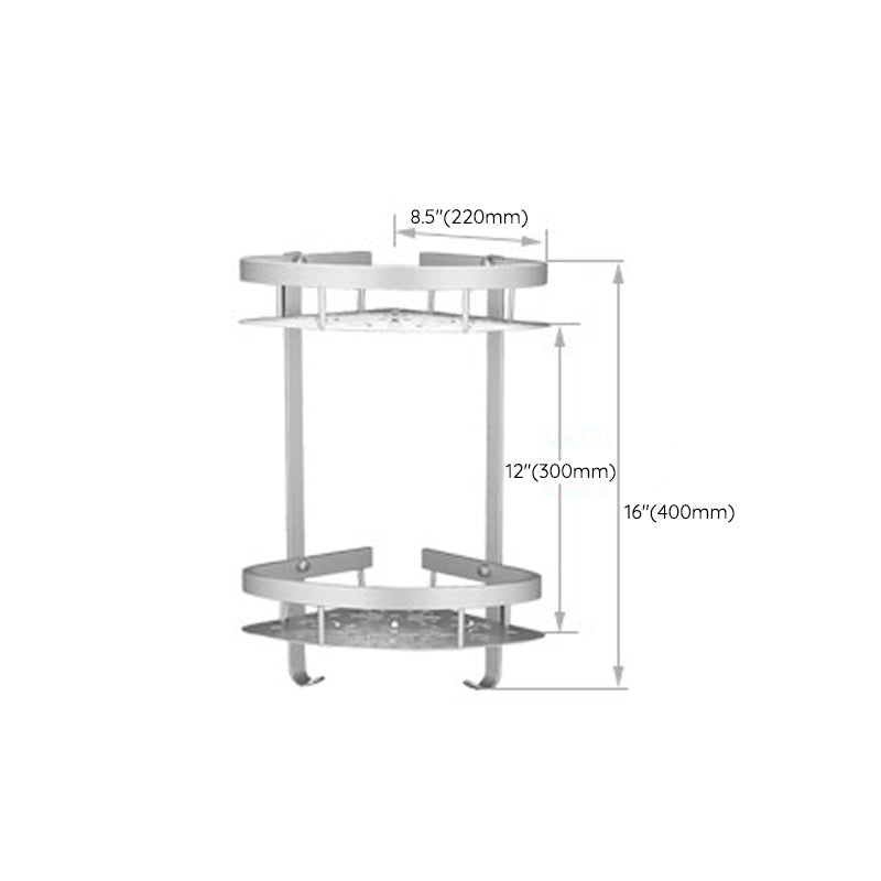 BowLift | Silver Modern Bathroom Accessory Set with Bath Shelf/Towel Rack & Bathrobe Hook