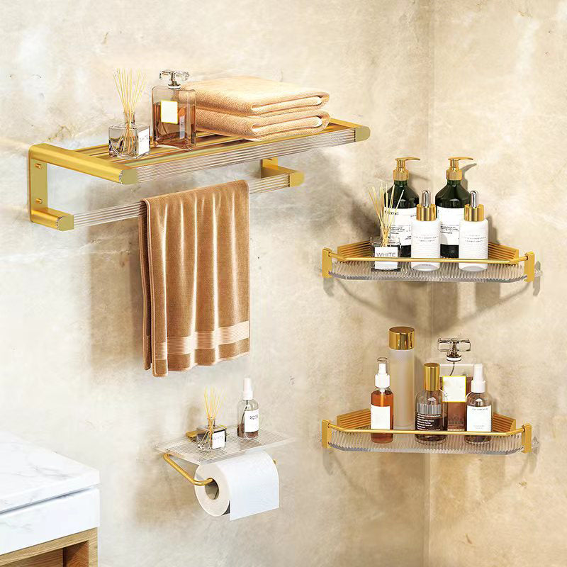 BowLift | Modern Bathroom Hardware Set Towel Rack Bathroom Shelf Gray/Gold Bathroom Hardware Set