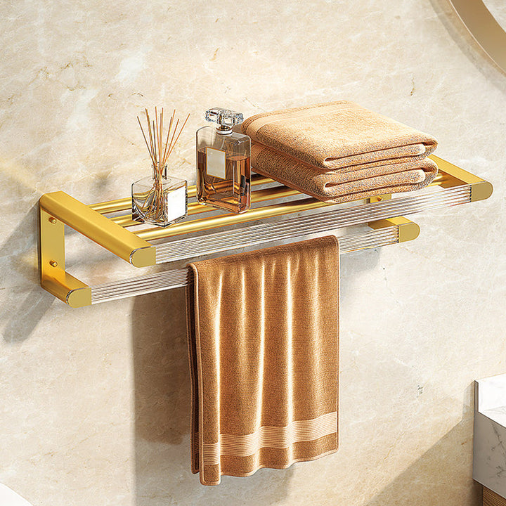 BowLift | Modern Bathroom Hardware Set Towel Rack Bathroom Shelf Gray/Gold Bathroom Hardware Set