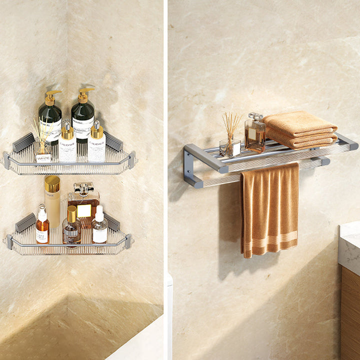 BowLift | Modern Bathroom Hardware Set Towel Rack Bathroom Shelf Gray/Gold Bathroom Hardware Set