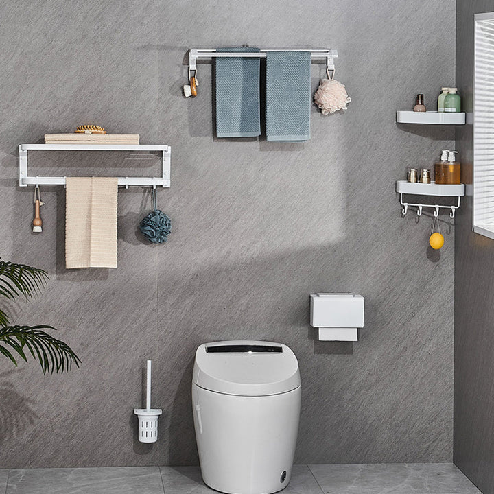 BowLift | Modern Bathroom Accessory Set Towel Bar Bathroom Shelf White Bathroom Accessory Set