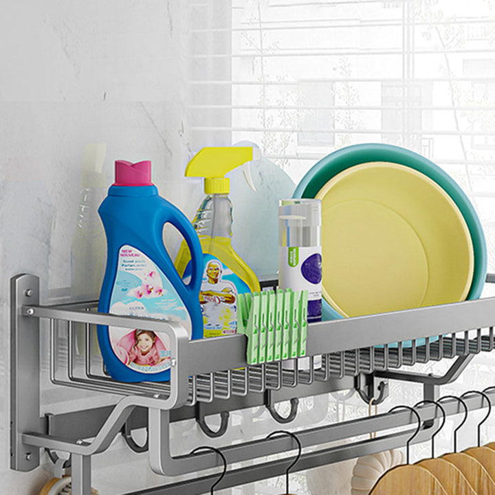 BowLift | Modern Metal Bath Accessory Set Polished Silver Bath Shelf/Paper Holder/Towel Hook