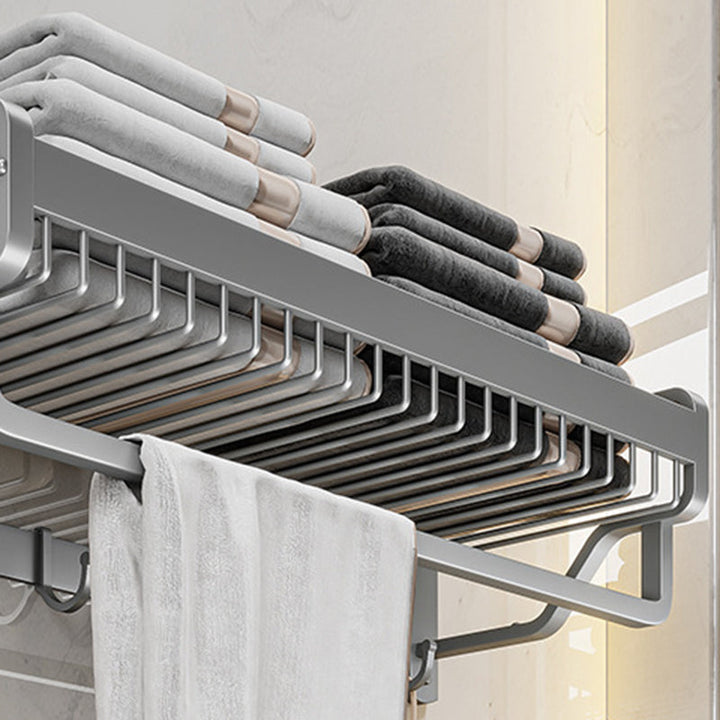 BowLift | Modern Metal Bath Accessory Set Polished Silver Bath Shelf/Paper Holder/Towel Hook