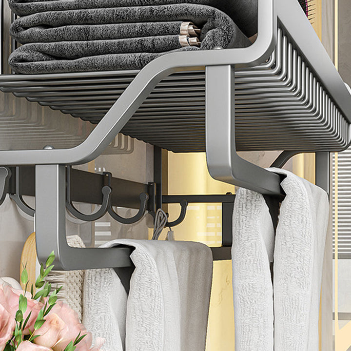 BowLift | Modern Metal Bath Accessory Set Polished Silver Bath Shelf/Paper Holder/Towel Hook