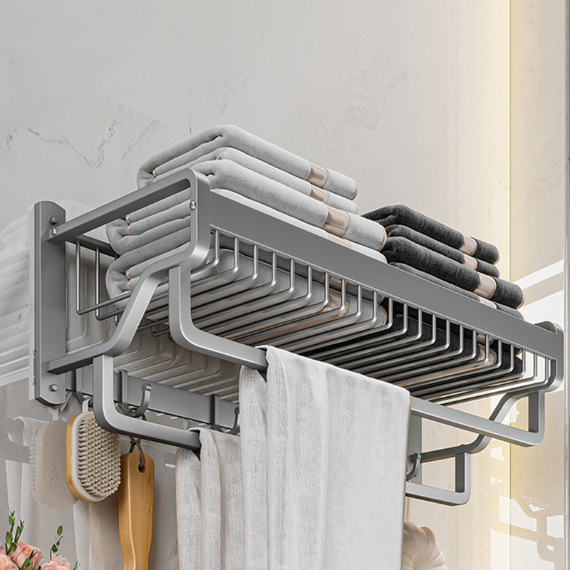 BowLift | Modern Metal Bath Accessory Set Polished Silver Bath Shelf/Paper Holder/Towel Hook