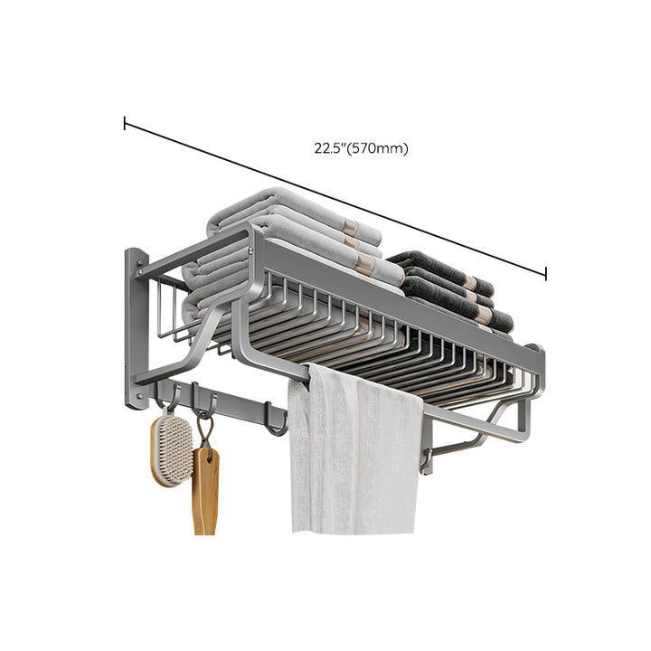 BowLift | Modern Metal Bath Accessory Set Polished Silver Bath Shelf/Paper Holder/Towel Hook