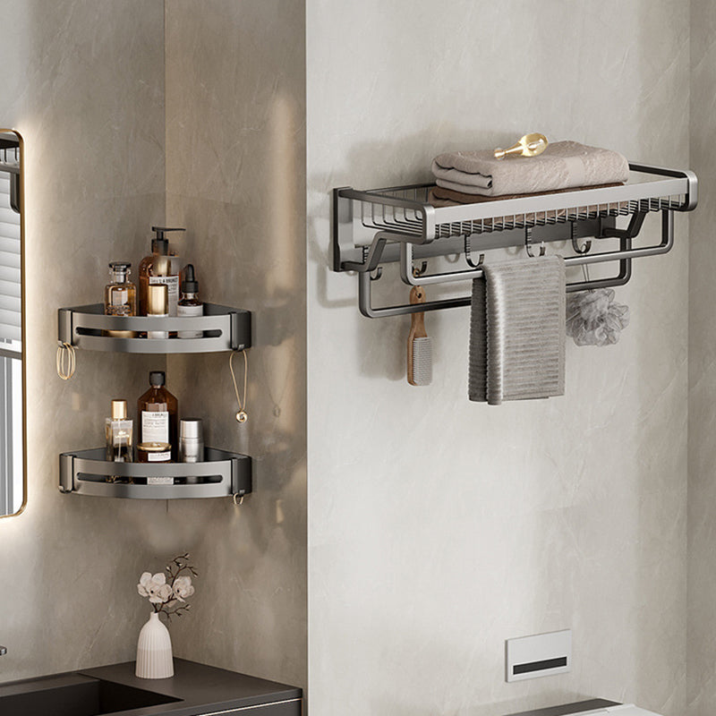 BowLift | Aluminum modern bathroom accessories set polished gray bathroom shelf/paper holder/robe hook