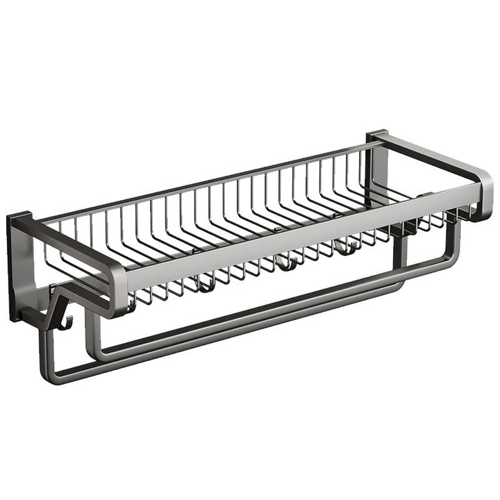 BowLift | Aluminum modern bathroom accessories set polished gray bathroom shelf/paper holder/robe hook