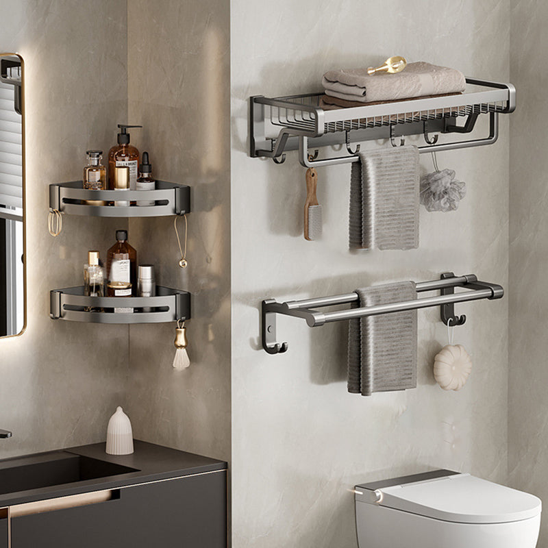 BowLift | Aluminum modern bathroom accessories set polished gray bathroom shelf/paper holder/robe hook