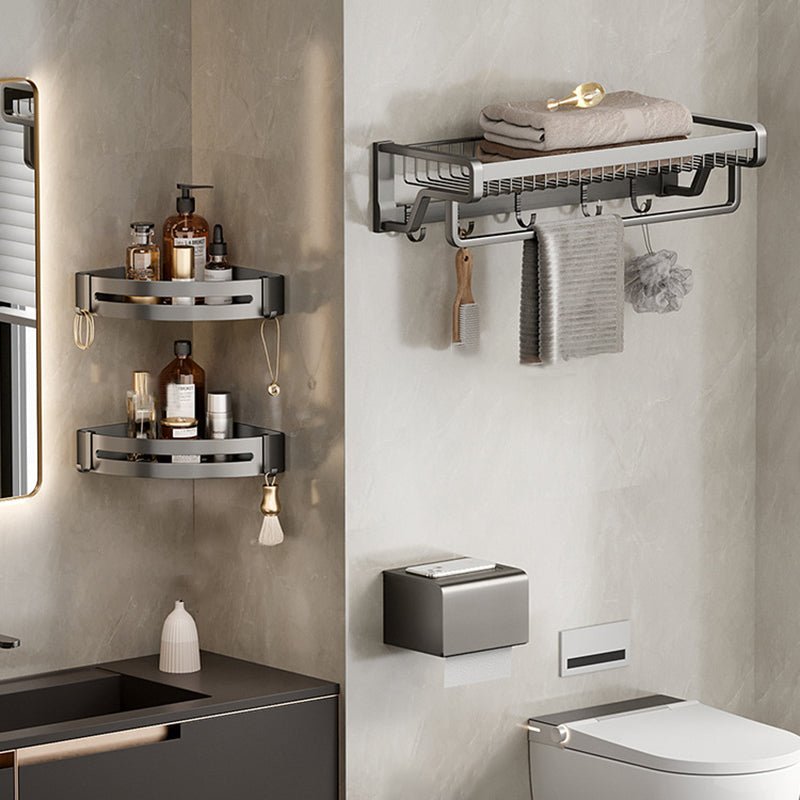 BowLift | Aluminum modern bathroom accessories set polished gray bathroom shelf/paper holder/robe hook
