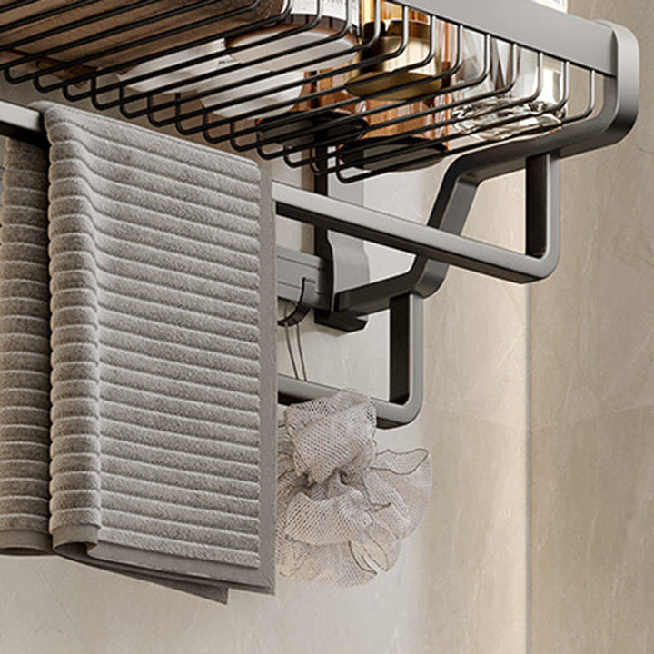 BowLift | Aluminum modern bathroom accessories set polished gray bathroom shelf/paper holder/robe hook
