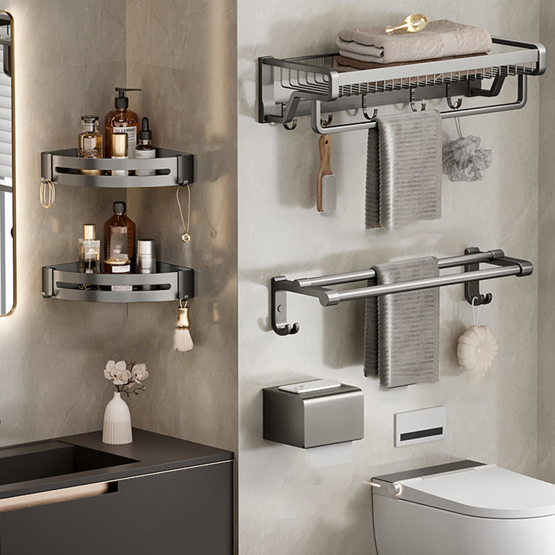 BowLift | Aluminum modern bathroom accessories set polished gray bathroom shelf/paper holder/robe hook