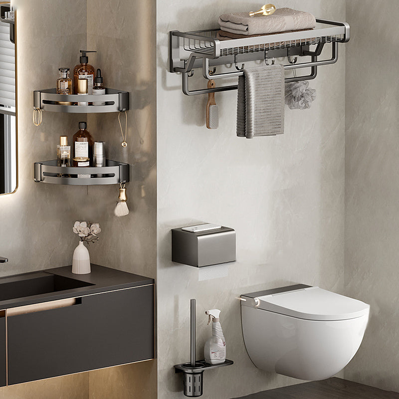 BowLift | Aluminum modern bathroom accessories set polished gray bathroom shelf/paper holder/robe hook