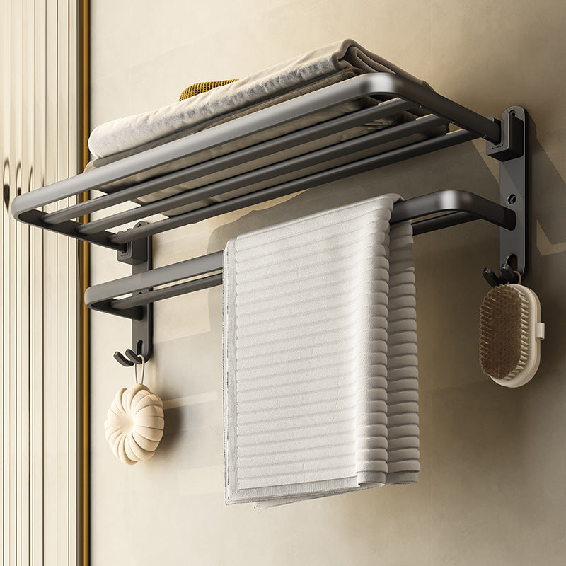 BowLift | Contemporary Bathroom Accessory Set Gray Aluminum Bathroom Shelf/Towel Rack/Bathtub Hook