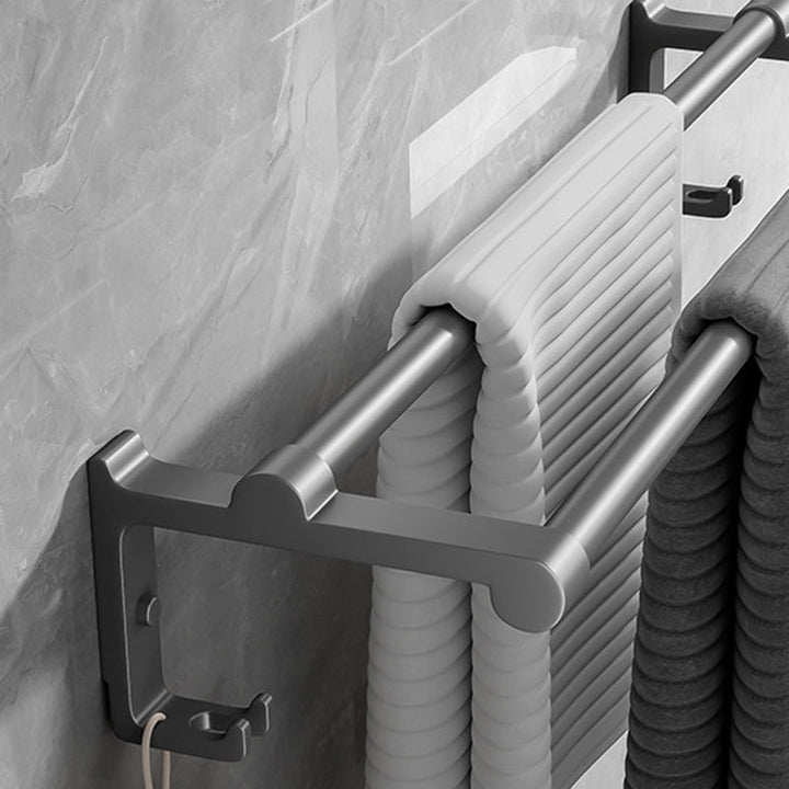BowLift | Contemporary Bathroom Accessory Set Gray Aluminum Bathroom Shelf/Towel Rack/Bathtub Hook
