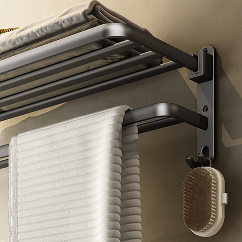 BowLift | Contemporary Bathroom Accessory Set Gray Aluminum Bathroom Shelf/Towel Rack/Bathtub Hook