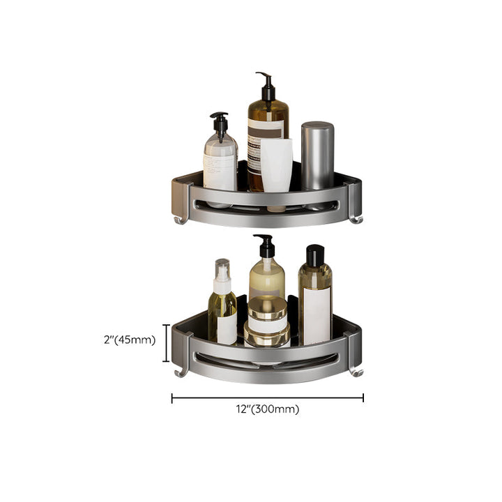 BowLift | Contemporary Bathroom Accessory Set Gray Aluminum Bathroom Shelf/Towel Rack/Bathtub Hook