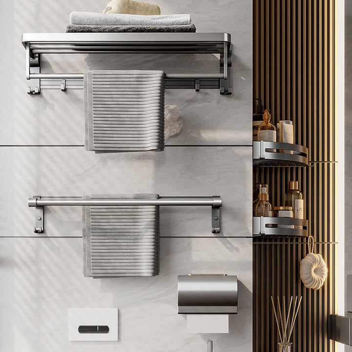BowLift | Gray Aluminum Bathroom Accessory Set Contemporary Bathroom Shelf
