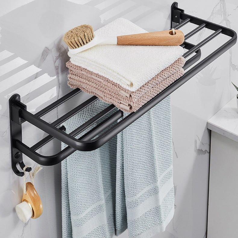 BowLift | Modern Aluminum Bathroom Accessory Set Matte Black Bathroom Shelf/Towel Holder/Paper Holder