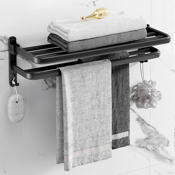 BowLift | Modern Aluminum Bathroom Accessory Set Matte Black Bathroom Shelf/Towel Holder/Paper Holder