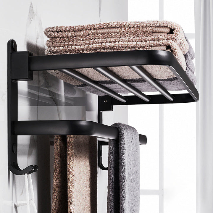 BowLift | Modern Aluminum Bathroom Accessory Set Matte Black Bathroom Shelf/Towel Holder/Paper Holder