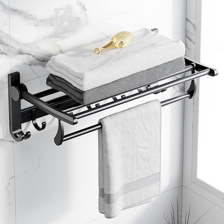 BowLift | Modern Aluminum Bathroom Accessory Set Matte Black Bathroom Shelf/Towel Holder/Paper Holder
