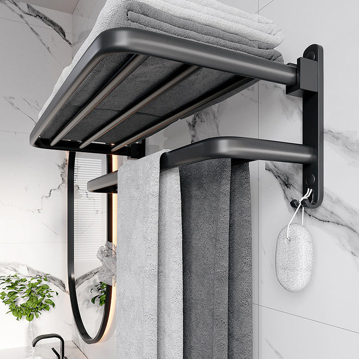 BowLift | Modern Aluminum Bathroom Accessory Set Matte Black Bathroom Shelf/Towel Holder/Paper Holder