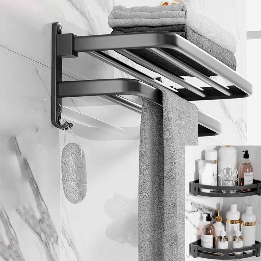 BowLift | Modern Aluminum Bathroom Accessory Set Matte Black Bathroom Shelf/Towel Holder/Paper Holder