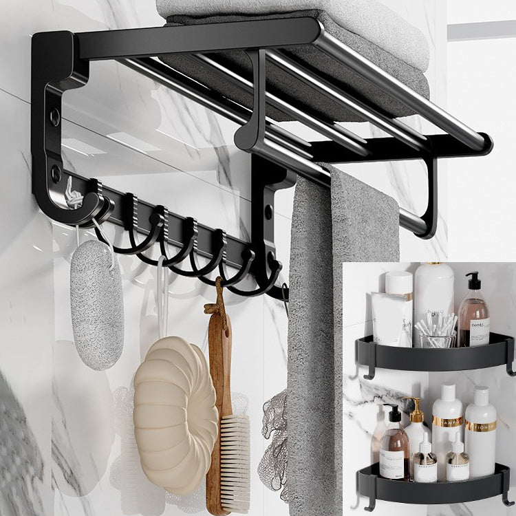 BowLift | Modern Aluminum Bathroom Accessory Set Matte Black Bathroom Shelf/Towel Holder/Paper Holder