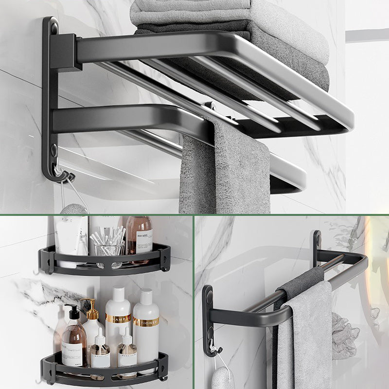 BowLift | Modern Aluminum Bathroom Accessory Set Matte Black Bathroom Shelf/Towel Holder/Paper Holder