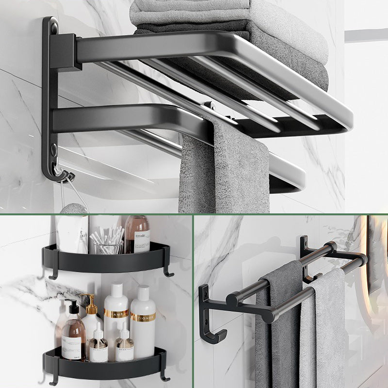 BowLift | Modern Aluminum Bathroom Accessory Set Matte Black Bathroom Shelf/Towel Holder/Paper Holder