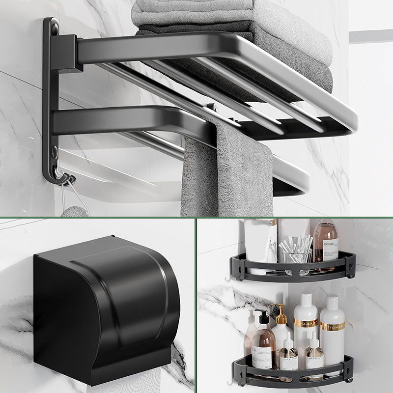 BowLift | Modern Aluminum Bathroom Accessory Set Matte Black Bathroom Shelf/Towel Holder/Paper Holder