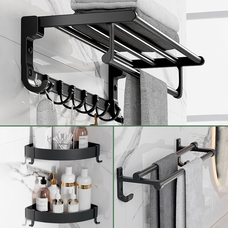BowLift | Modern Aluminum Bathroom Accessory Set Matte Black Bathroom Shelf/Towel Holder/Paper Holder