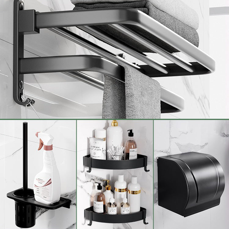 BowLift | Modern Aluminum Bathroom Accessory Set Matte Black Bathroom Shelf/Towel Holder/Paper Holder