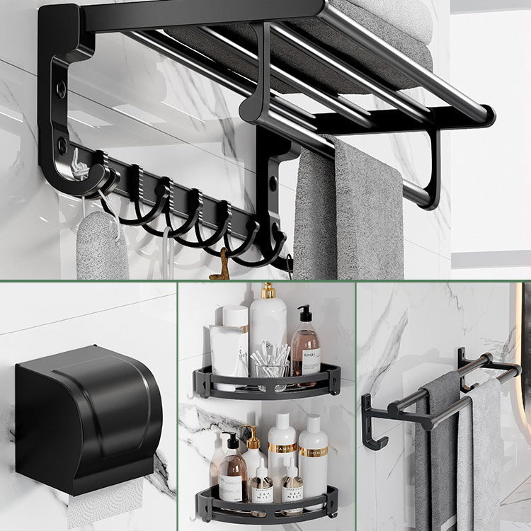BowLift | Modern Aluminum Bathroom Accessory Set Matte Black Bathroom Shelf/Towel Holder/Paper Holder