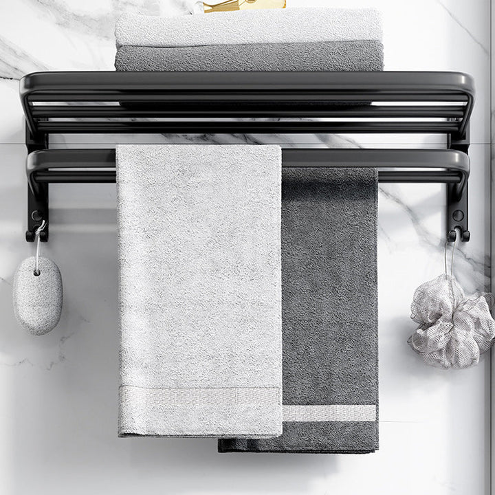 BowLift | Modern Aluminum Bathroom Accessory Set Matte Black Bathroom Shelf/Towel Holder/Paper Holder