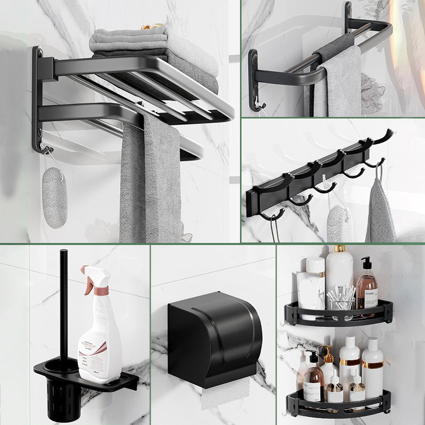 BowLift | Modern Aluminum Bathroom Accessory Set Matte Black Bathroom Shelf/Towel Holder/Paper Holder