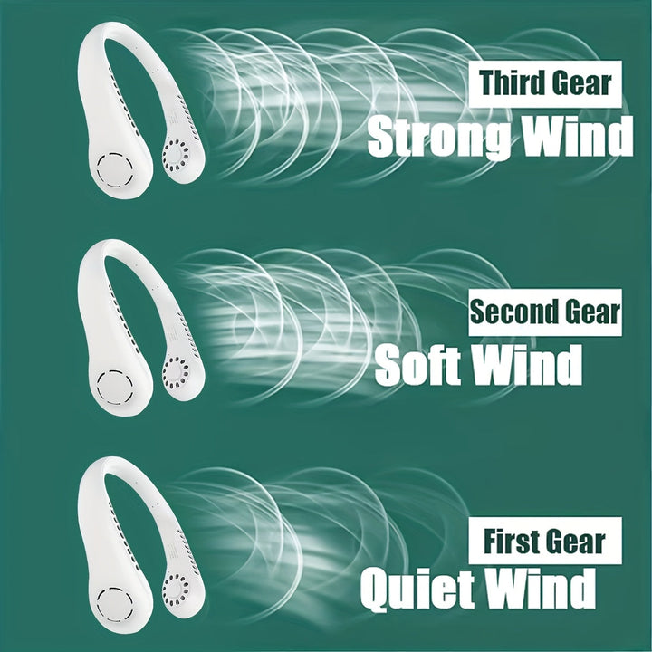 1Pc New Mini Neck Fan Portable Bladeless Hanging Neck Rechargeable Air Cooler 3 Speed Mini Summer Sports Fans | Bowlift
