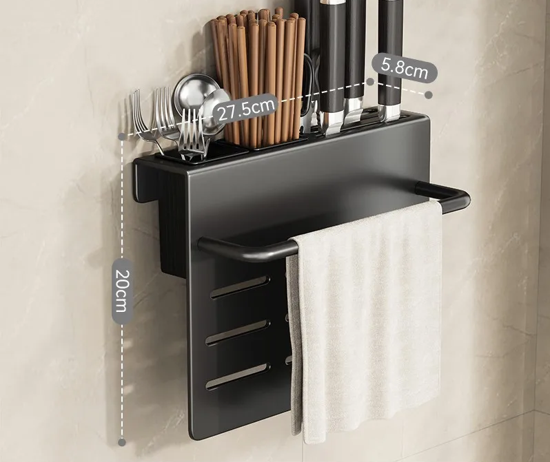 ChefSpace Wall-mounted Knife Holder with Cutting Board Storage – Stainless Steel Bowlift