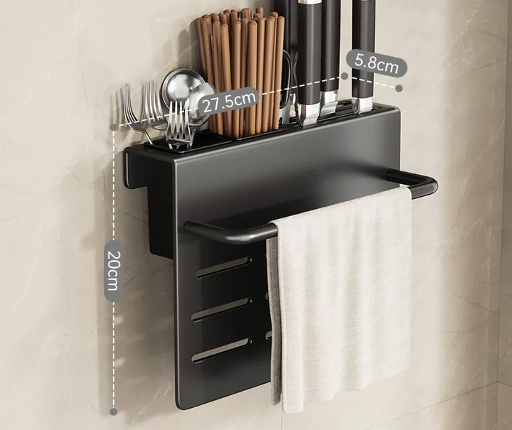 ChefSpace Wall-mounted Knife Holder with Cutting Board Storage – Stainless Steel Bowlift