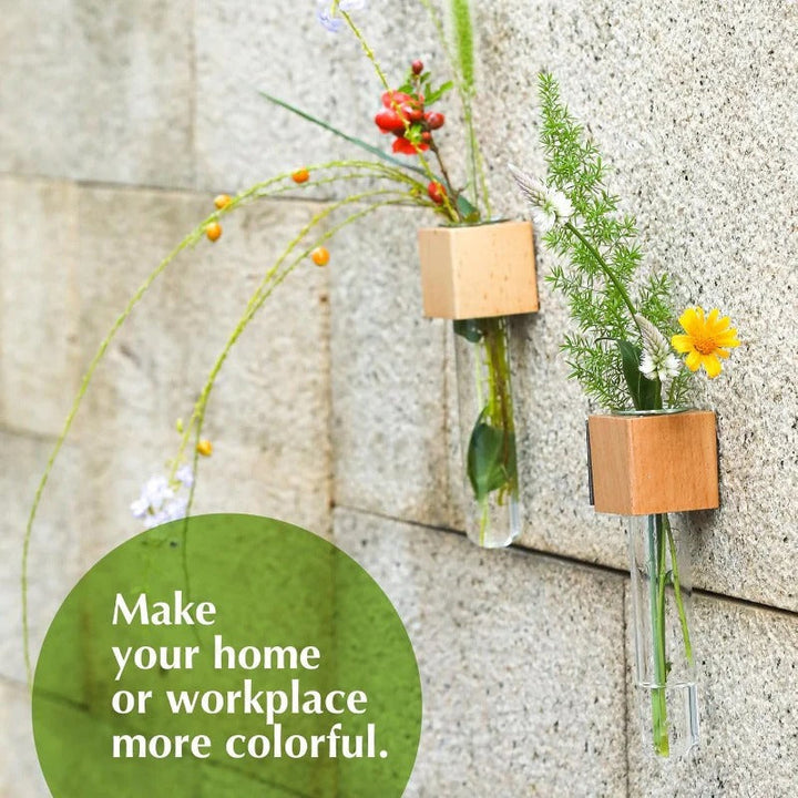 BowLift | Magnetic Mini Vase – Wood & Glass Wall-Mount Decor for Flowers & Cuttings
