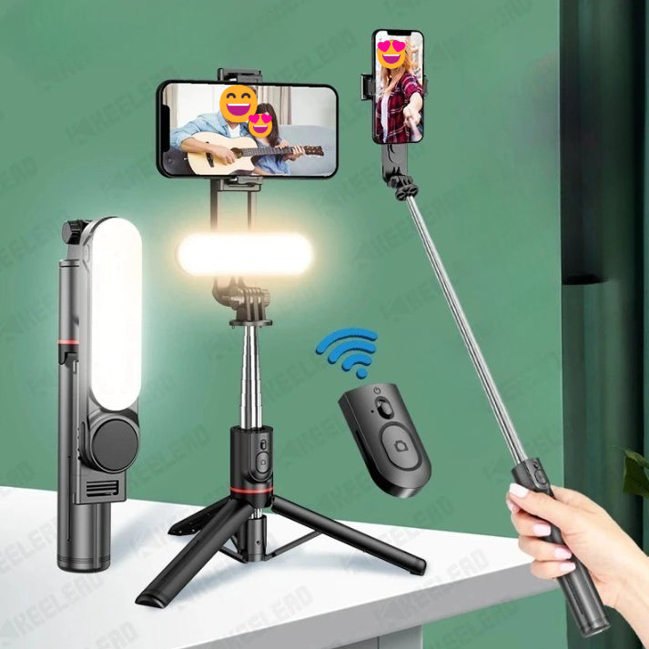 Ultra Foldable Built-In Lighting Selfie Stick Tripod | Bowlift