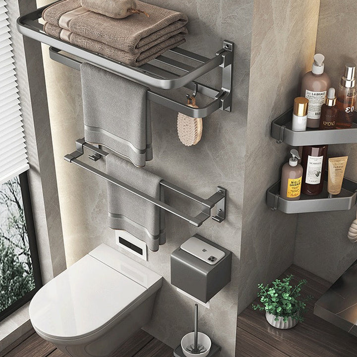 BowLift | Modern gray aluminum bathroom accessory set