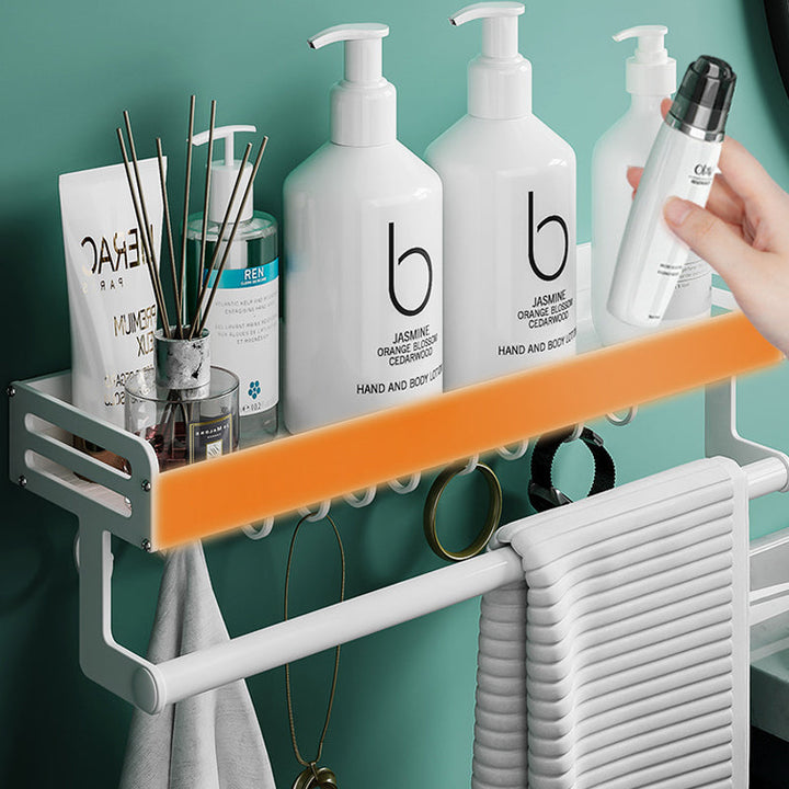 BowLift | 2-piece modern bathroom accessory set White rectangular bath shelf