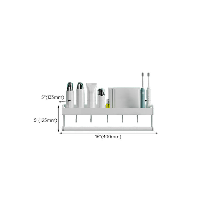 BowLift | 2-piece modern bathroom accessory set White rectangular bath shelf