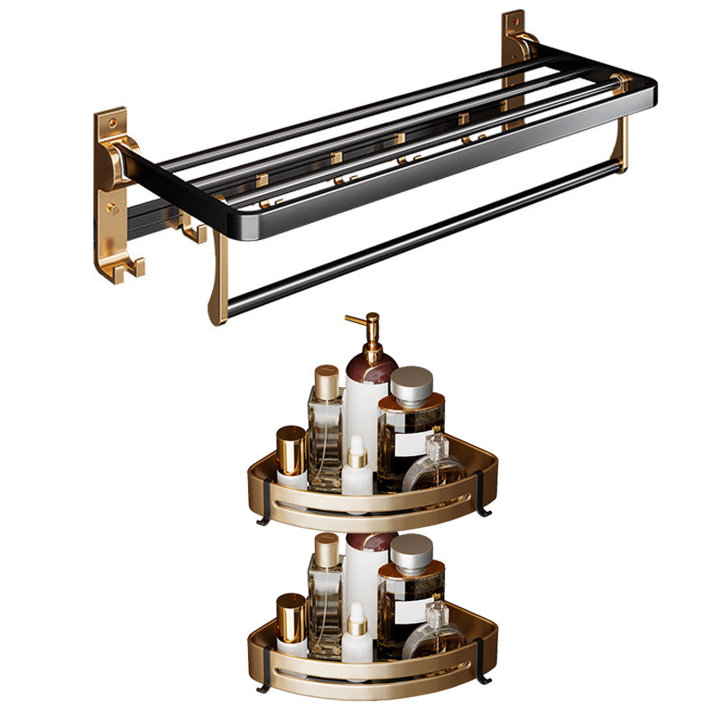 BowLift | Black and Brass Bathroom Hardware Set Modern Stainless Steel Bathroom Shelf/Towel Holder/Paper Holder