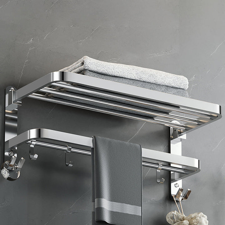 BowLift | Polished Chrome Modern Bathroom Accessory Set in Stainless Steel with Bath Shelf/Towel Bar